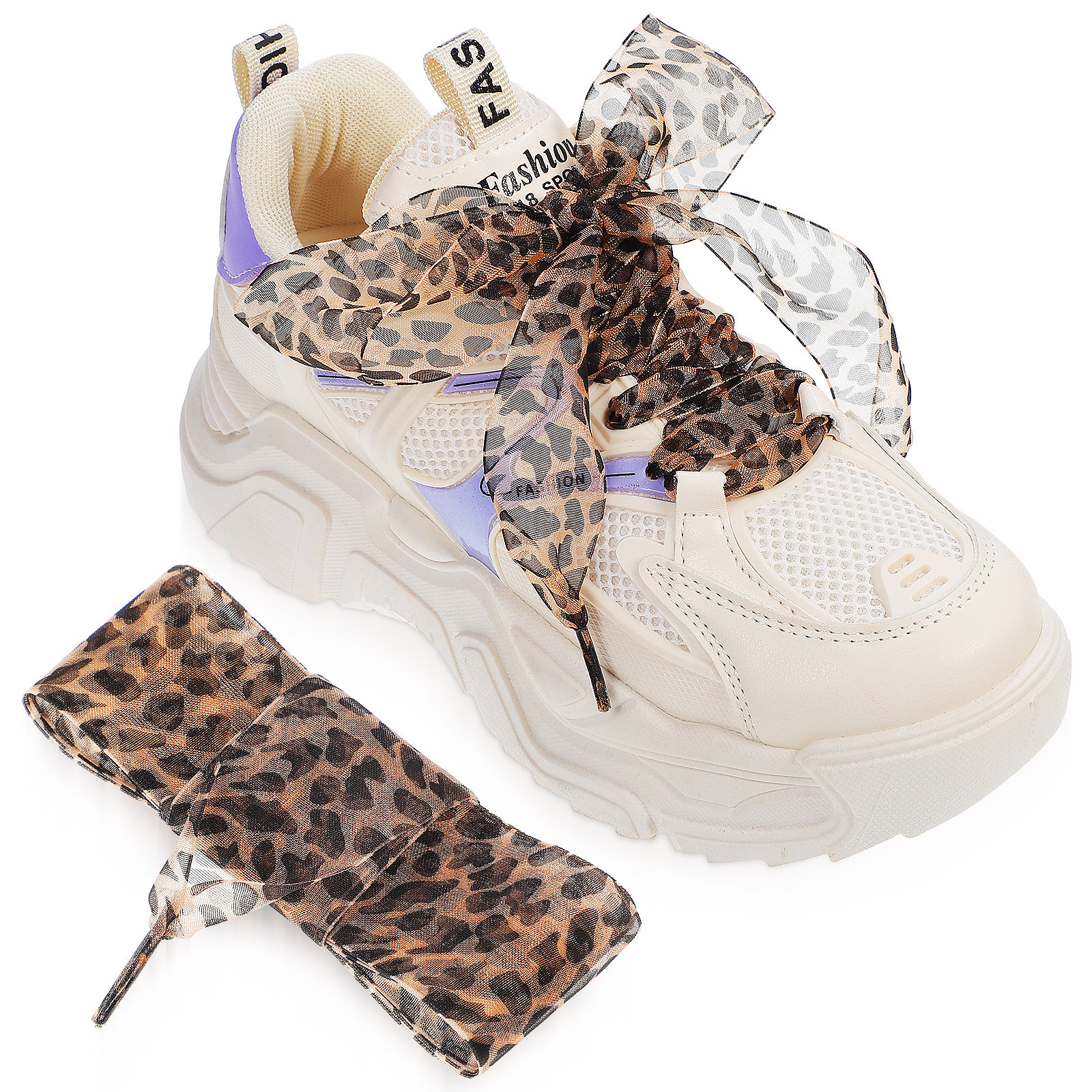 2Pcs Stylish Leopard Pattern W - Lace Replacement Flat ulasan dan harga