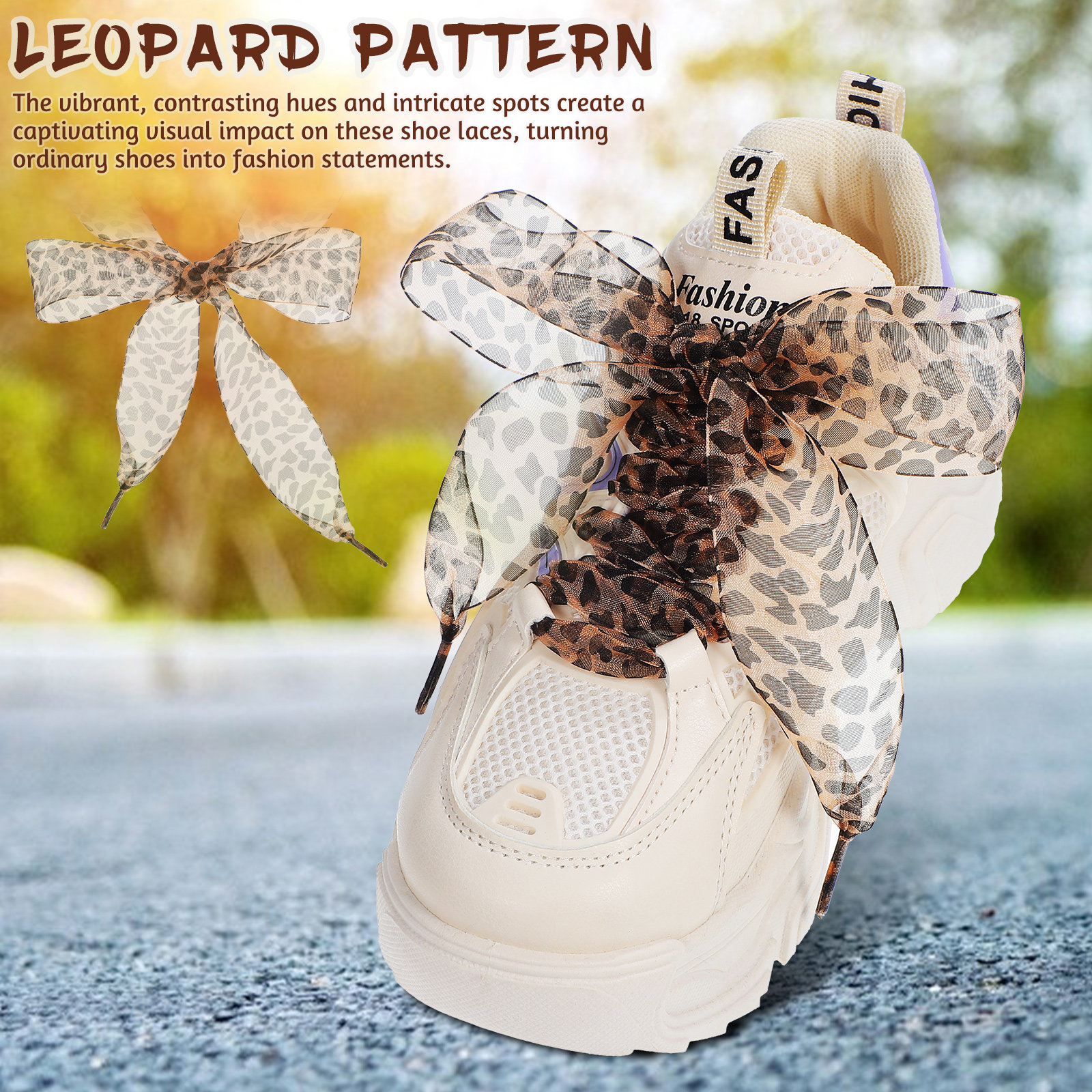 2Pcs Stylish Leopard Pattern W - Lace Replacement Flat ulasan dan harga