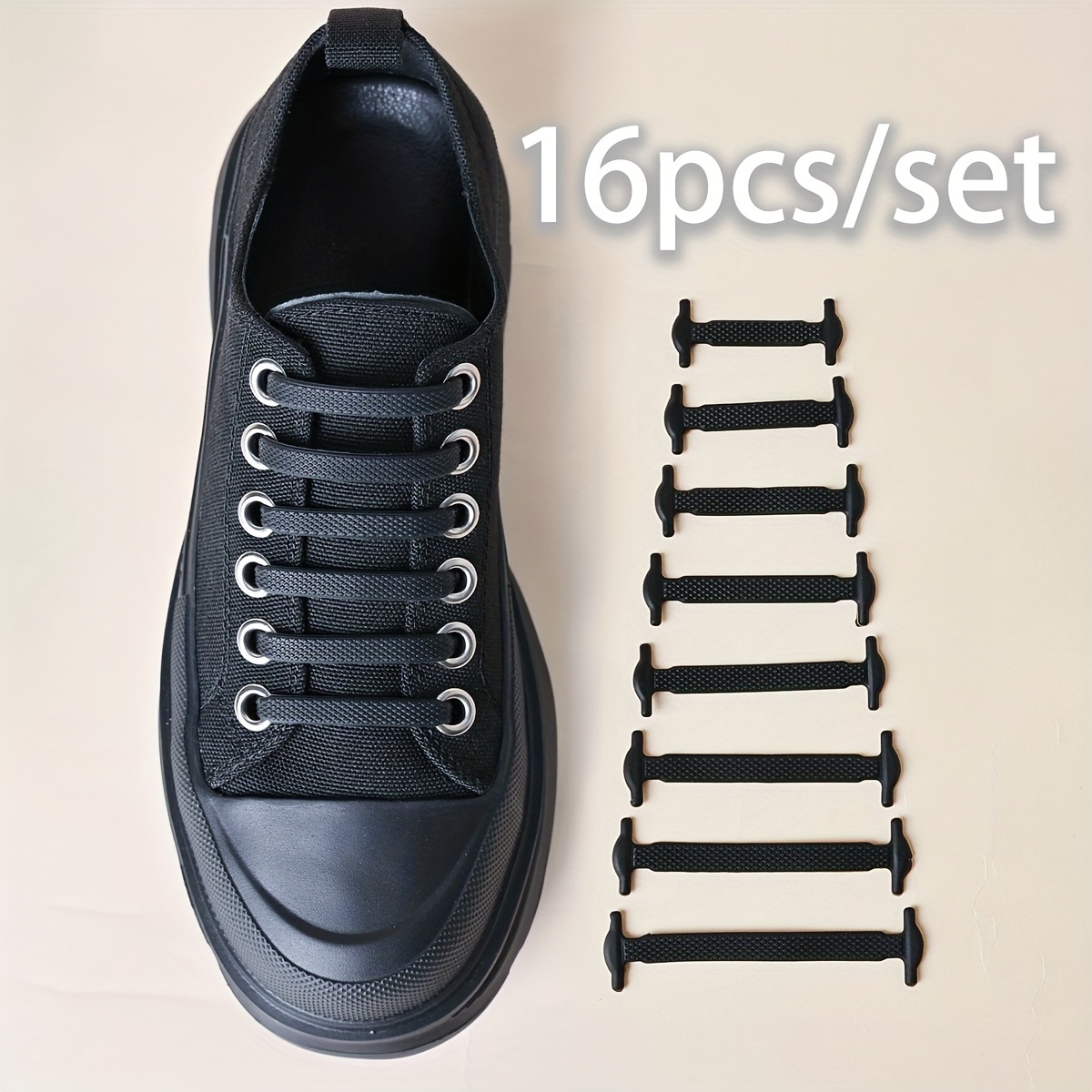 16pcs No Tie Shoe Laces, Elast - Lace Replacement Flat ulasan dan harga